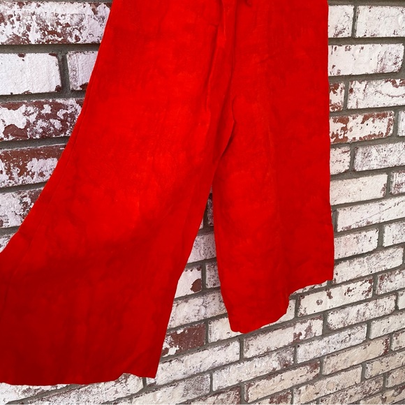 🦞3/$30🦞 Elevenses | Anthro Bright Orange Tropical Embroidered Petite Jumpsuit - Picture 5 of 10